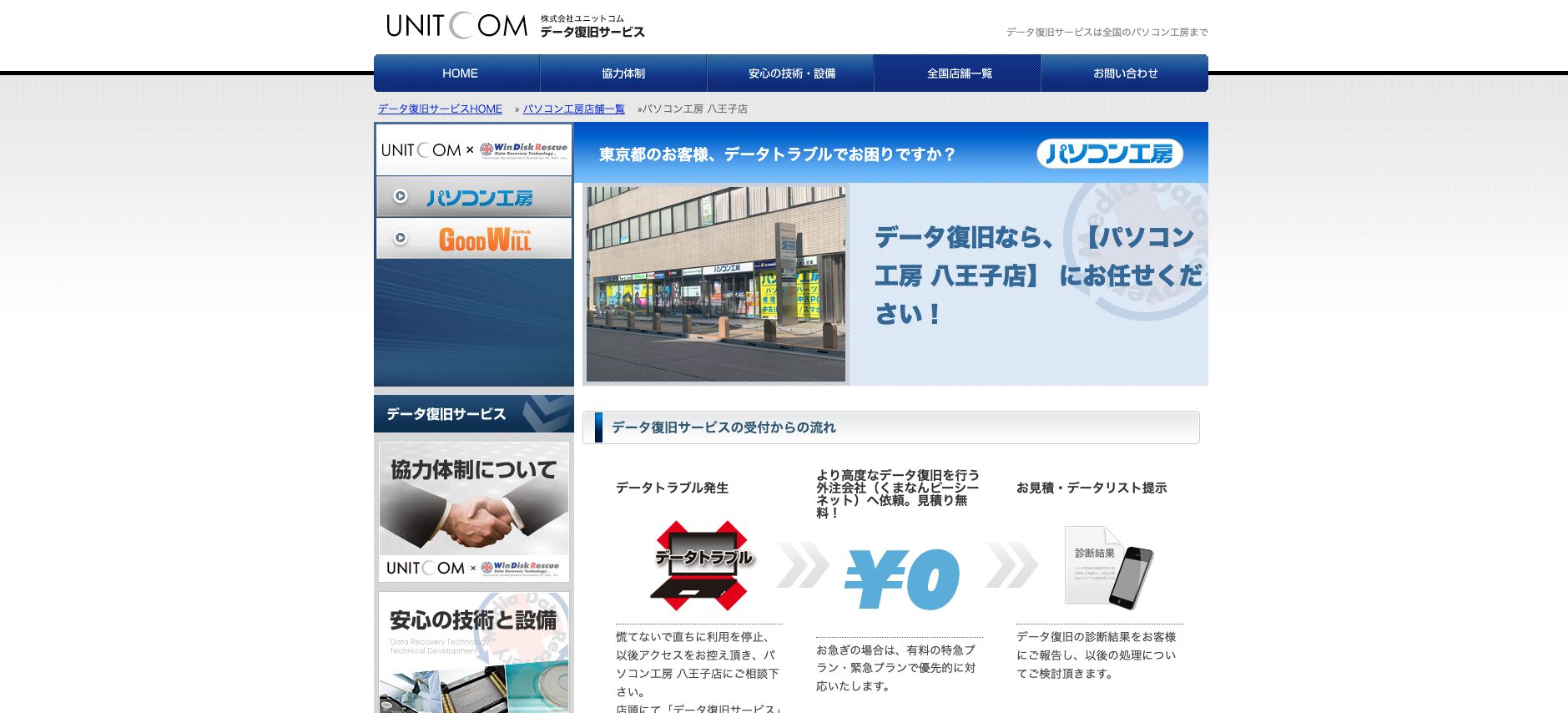 UNITCOM データ復旧 八王子店